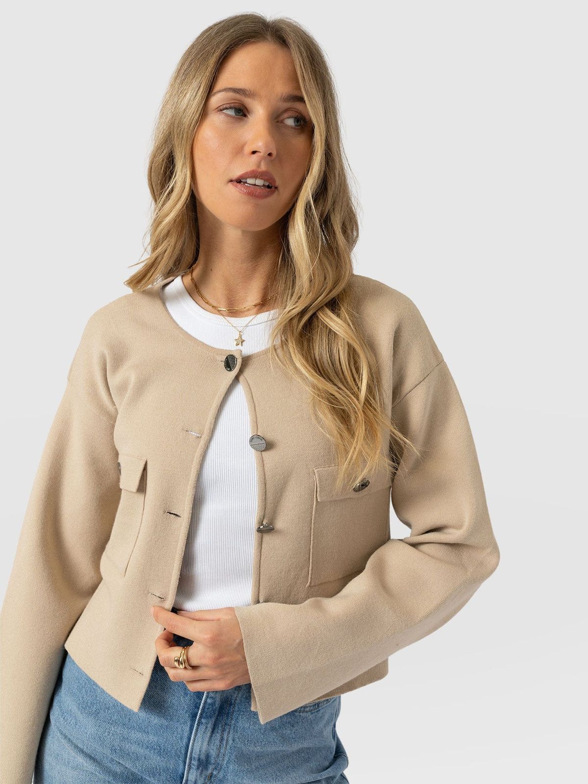 Maeva Knit Jacket - Cream
