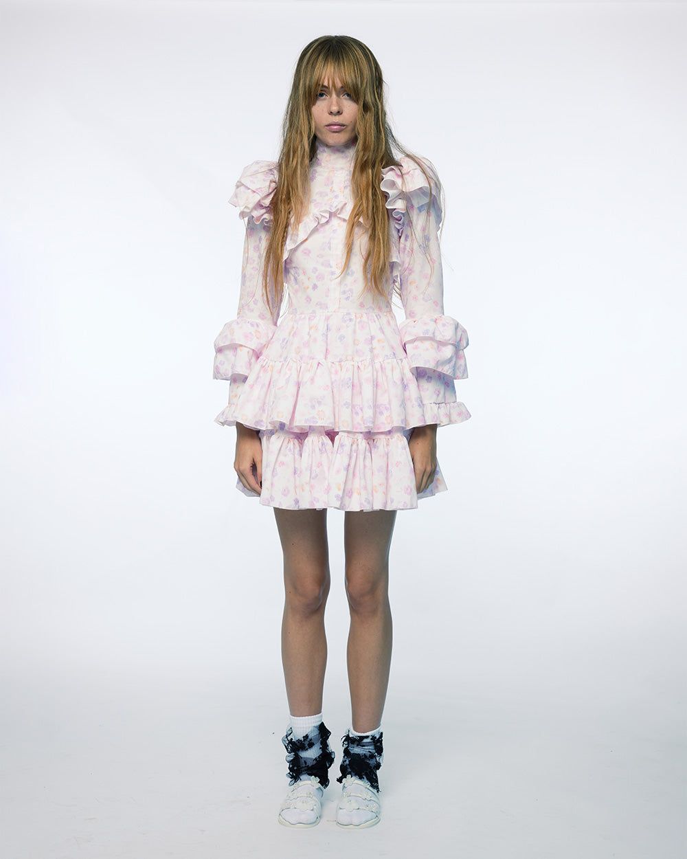 TIERED RUFFLE MINI DRESS