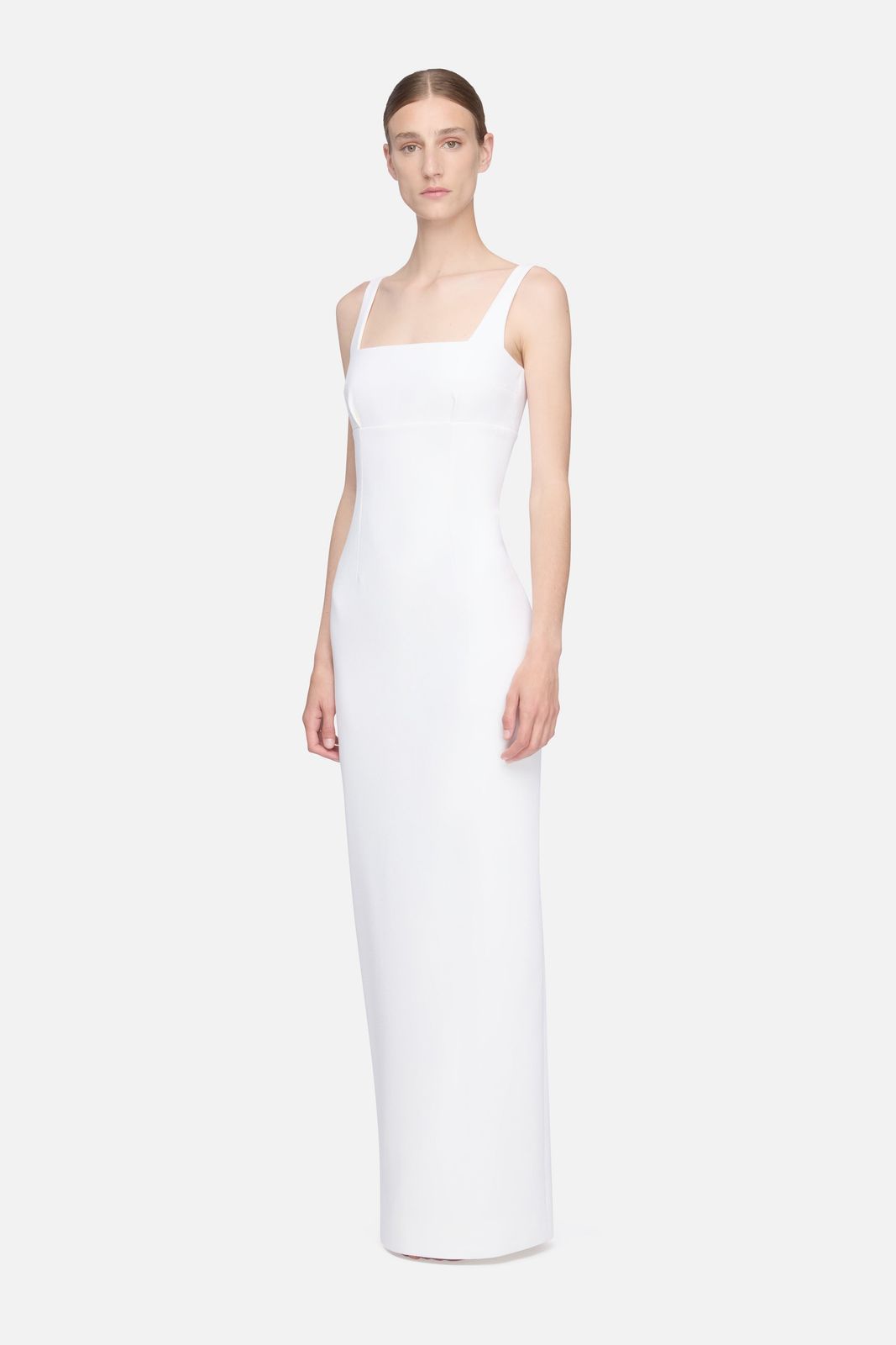 Micheline Dress in Ivory Double Wool Crepe