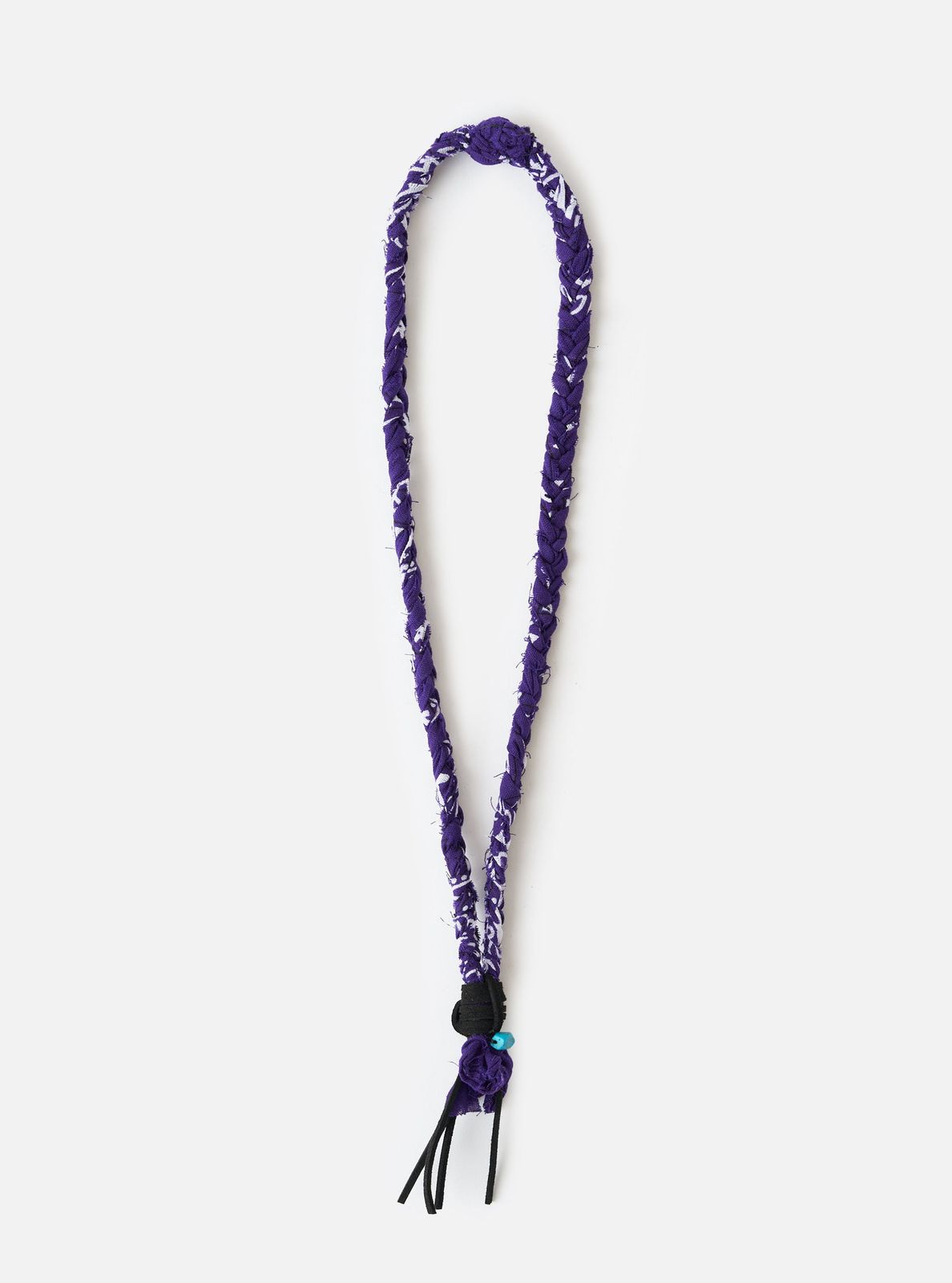 Hanami of Rome Purple/Black Leather/Turquoise Bead Bandana Necklace No.54