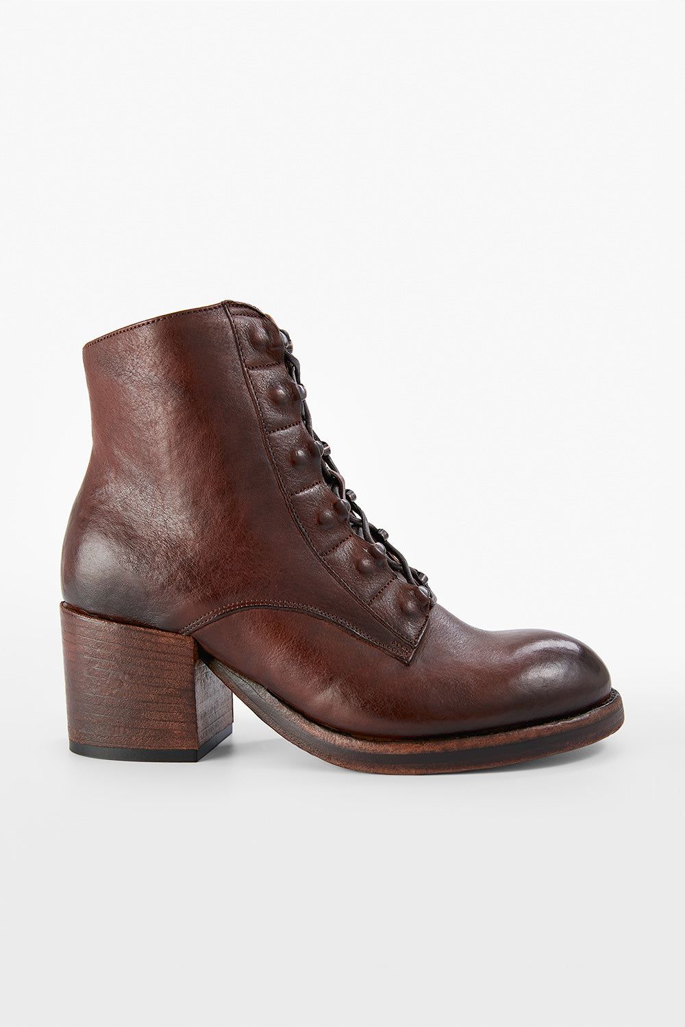 BERKELEY dark-hazel lace up boots.