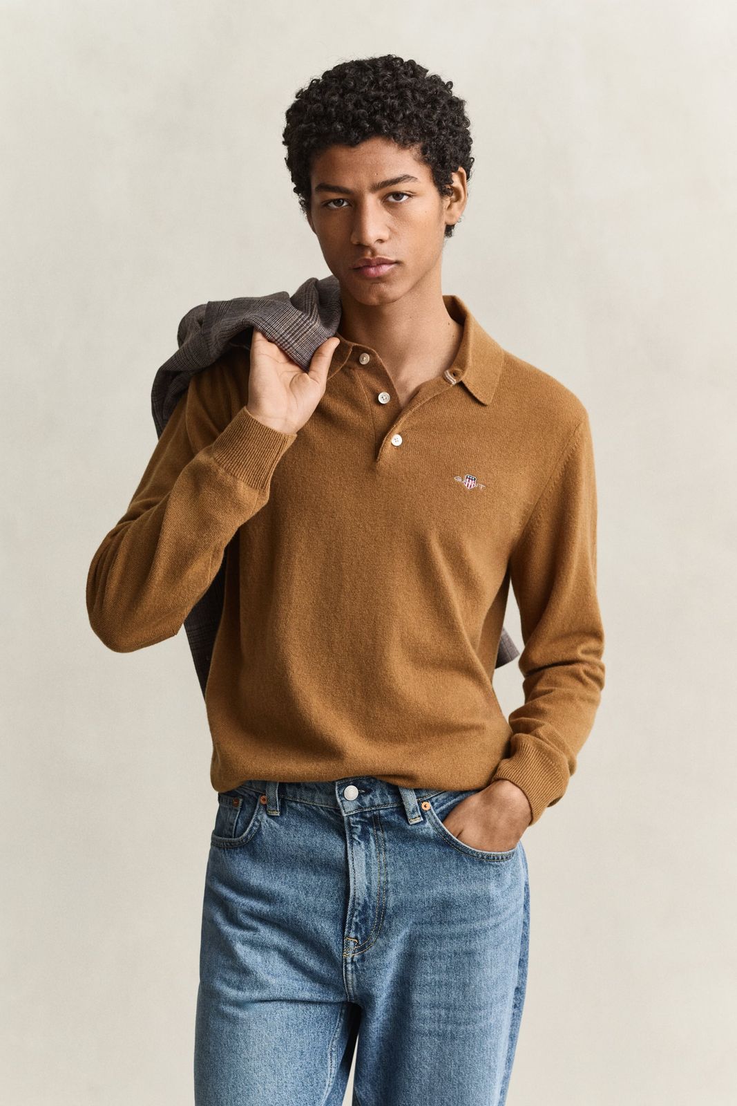 Superfine Lambswool Polo Sweater - BLUE HORIZON