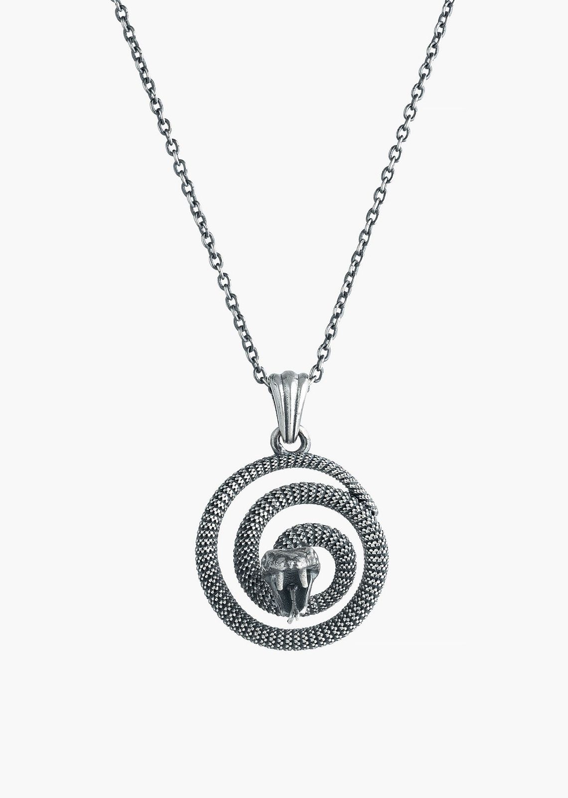 Silver Serpent Coil Necklace