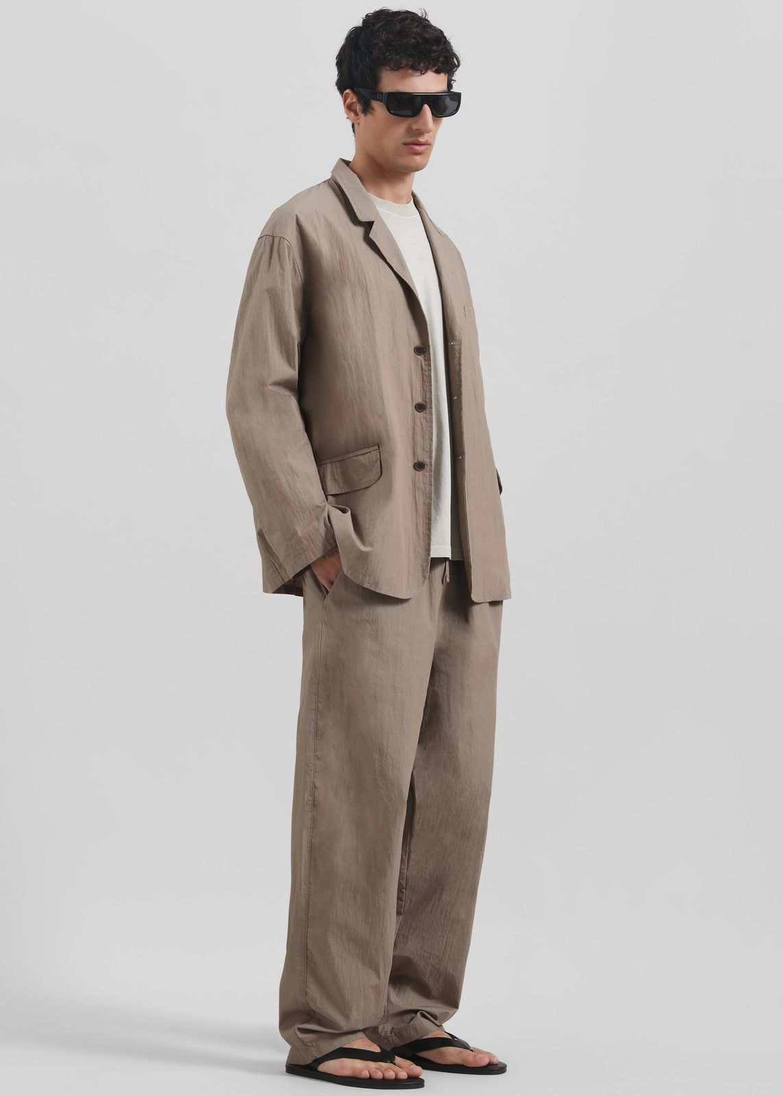 Ohio Crinkled Poplin Pants - Taupe