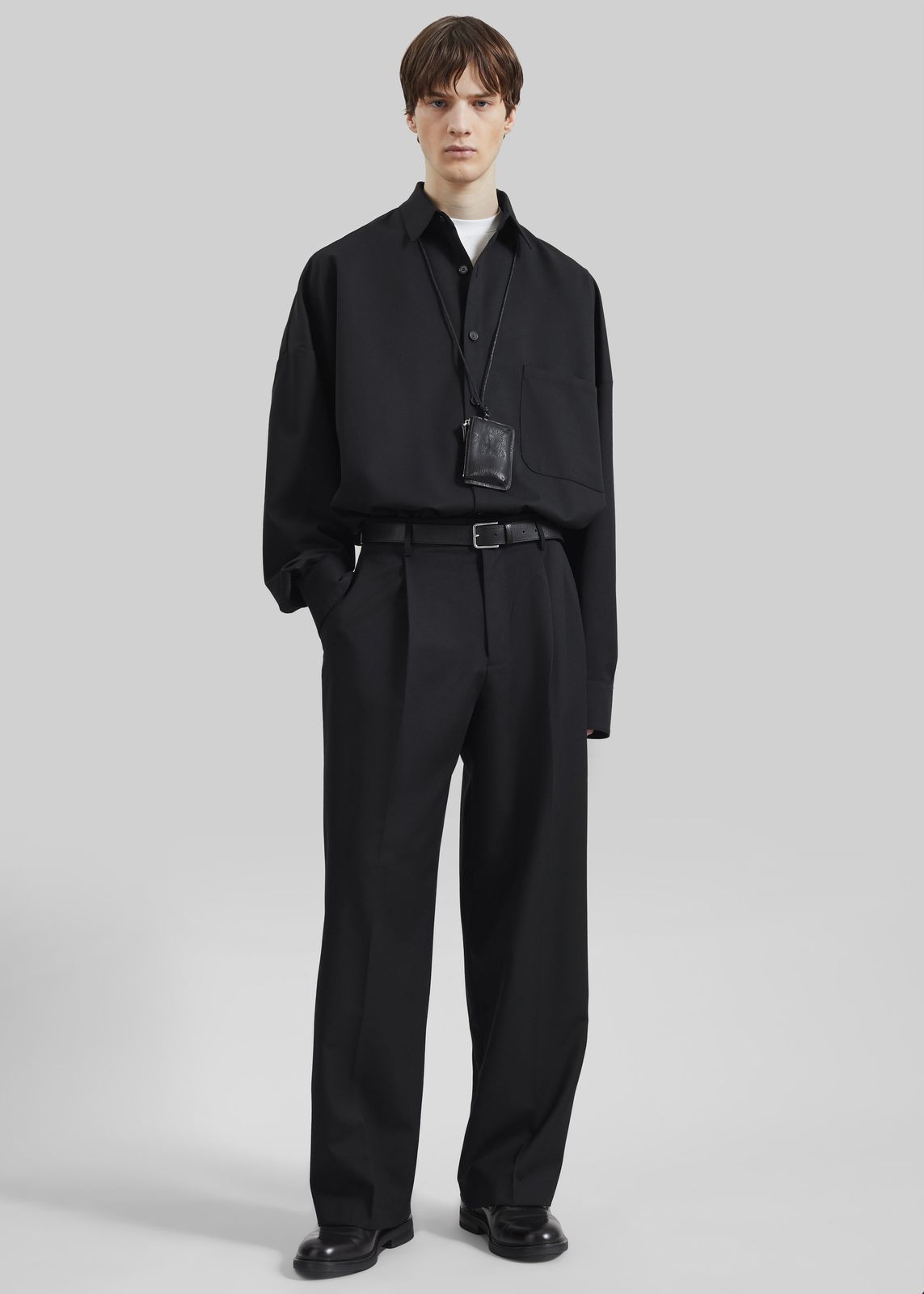Milton Wool-Blend Shirt - Black