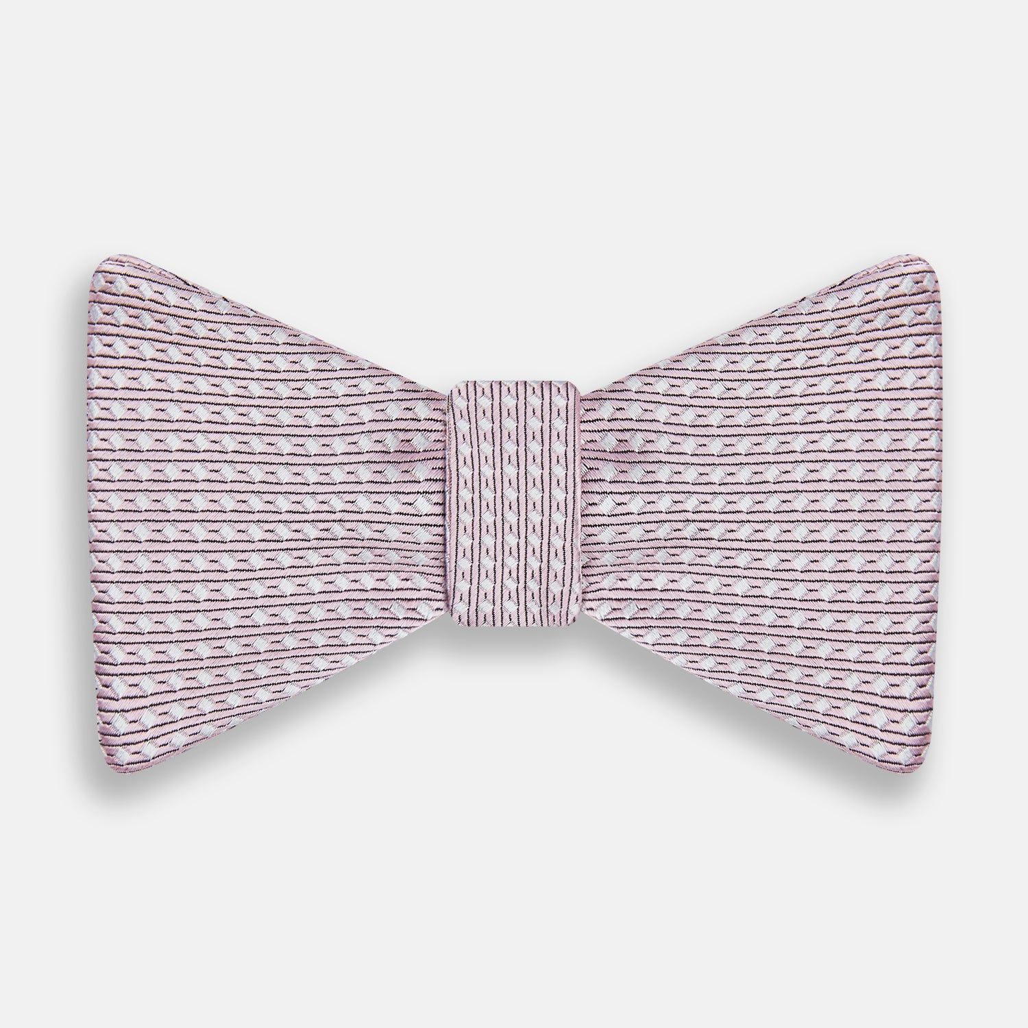 Pale Pink and White Square Silk Bow Tie