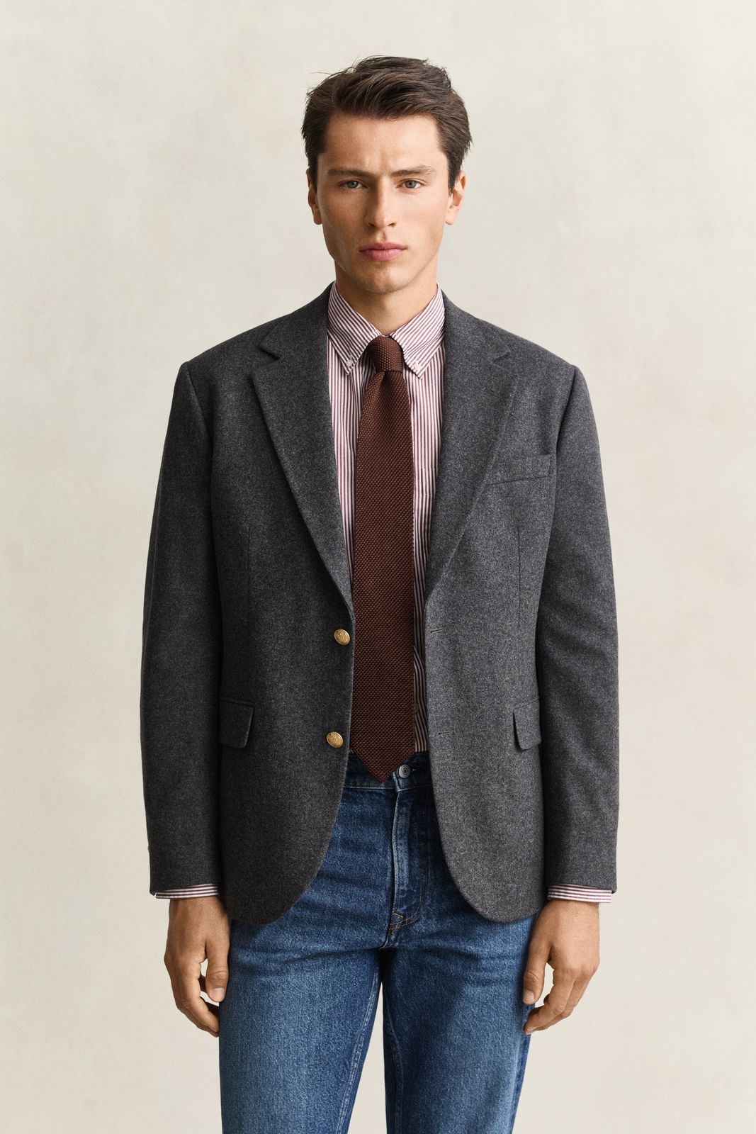 Classic Flannel Wool Club Blazer - DUSKY ANTHRACITE