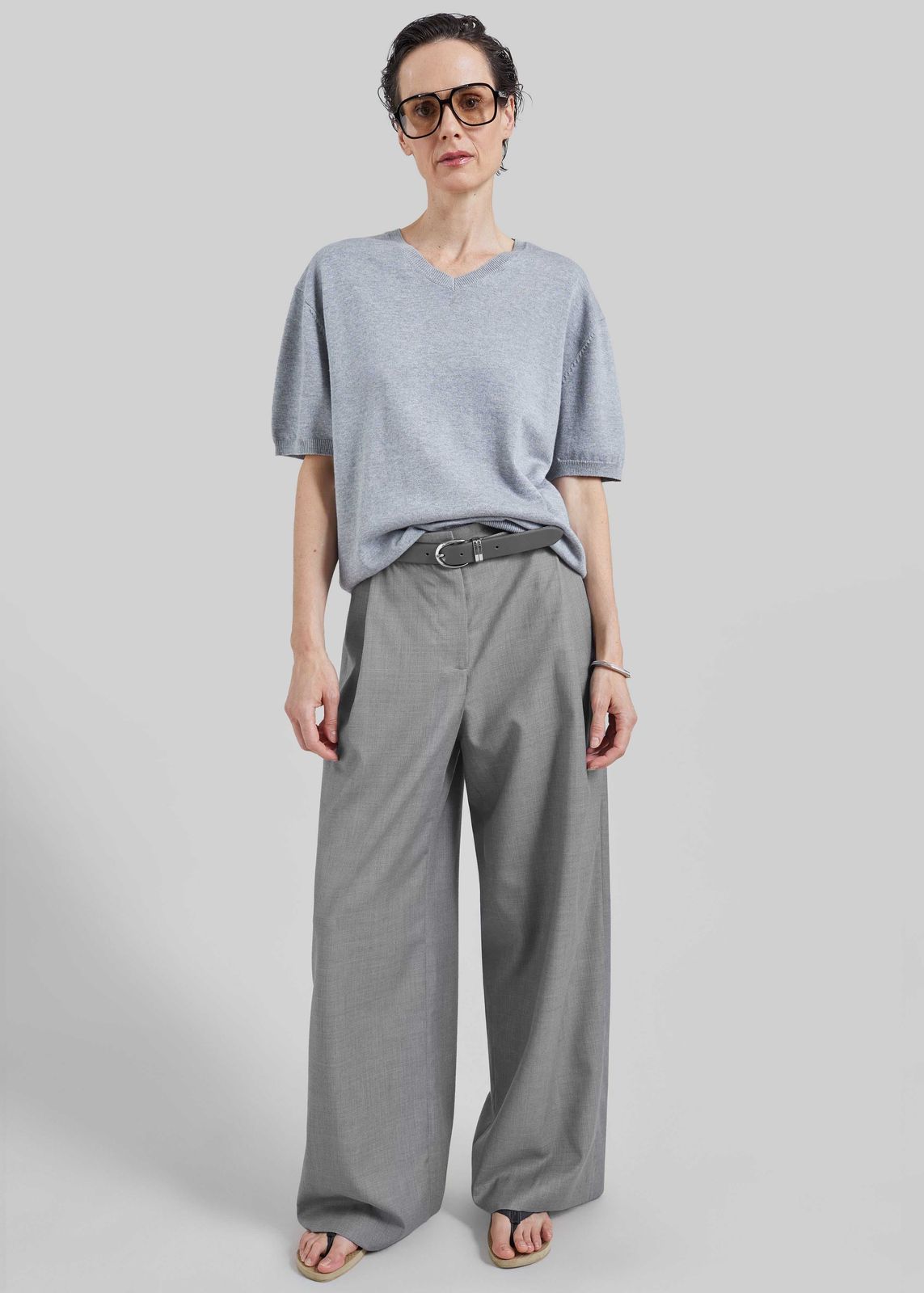 Althea Pleated Trousers - Light Grey