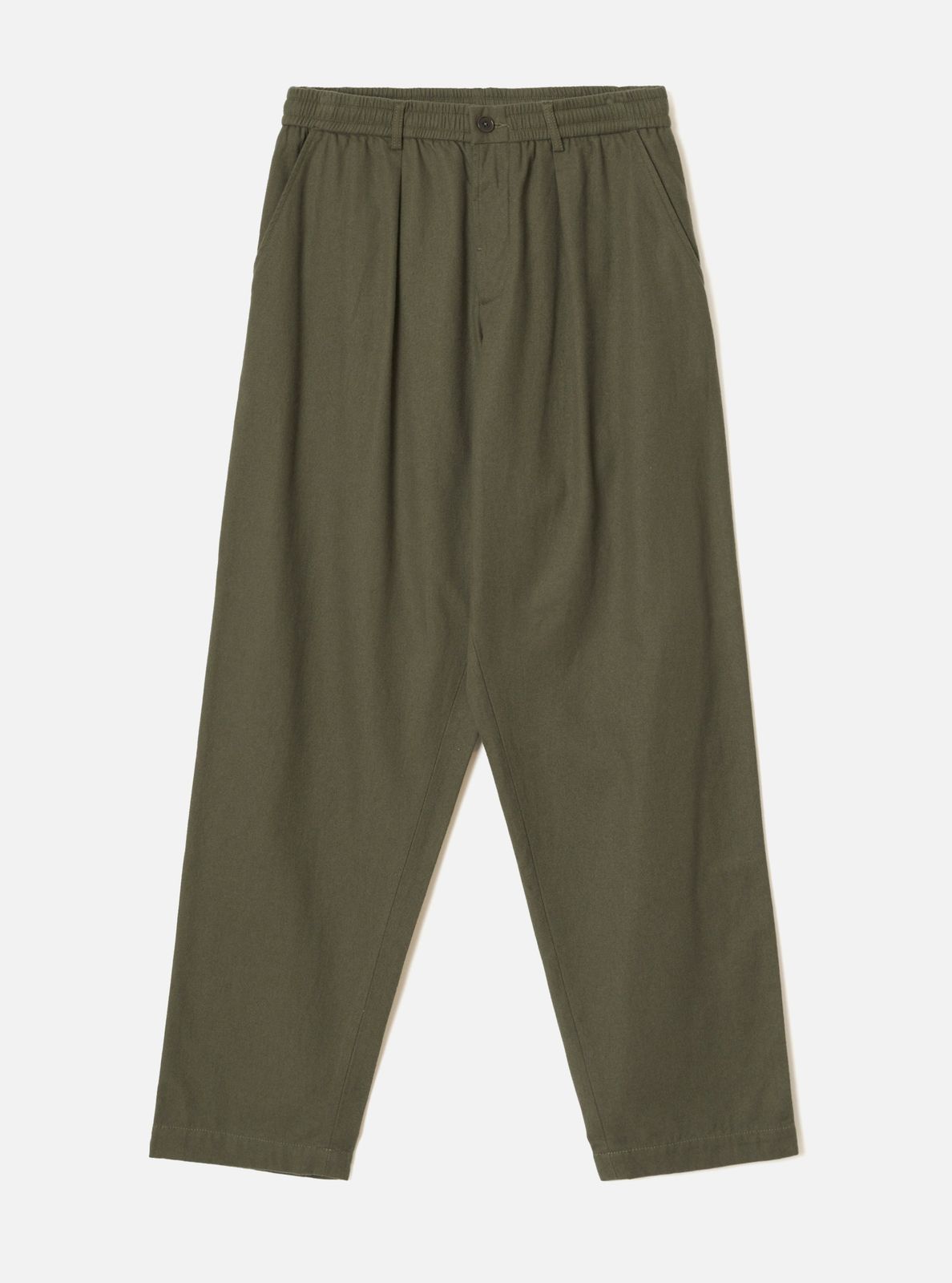 Olive Brushed Moleskin Pleated Track Pant