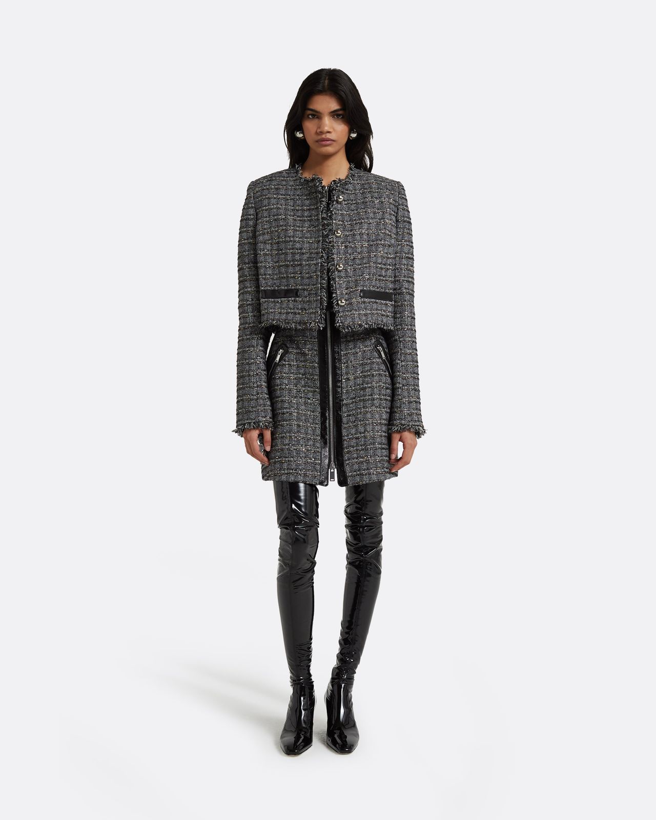 Amelia Metallic Greyscale Jacket