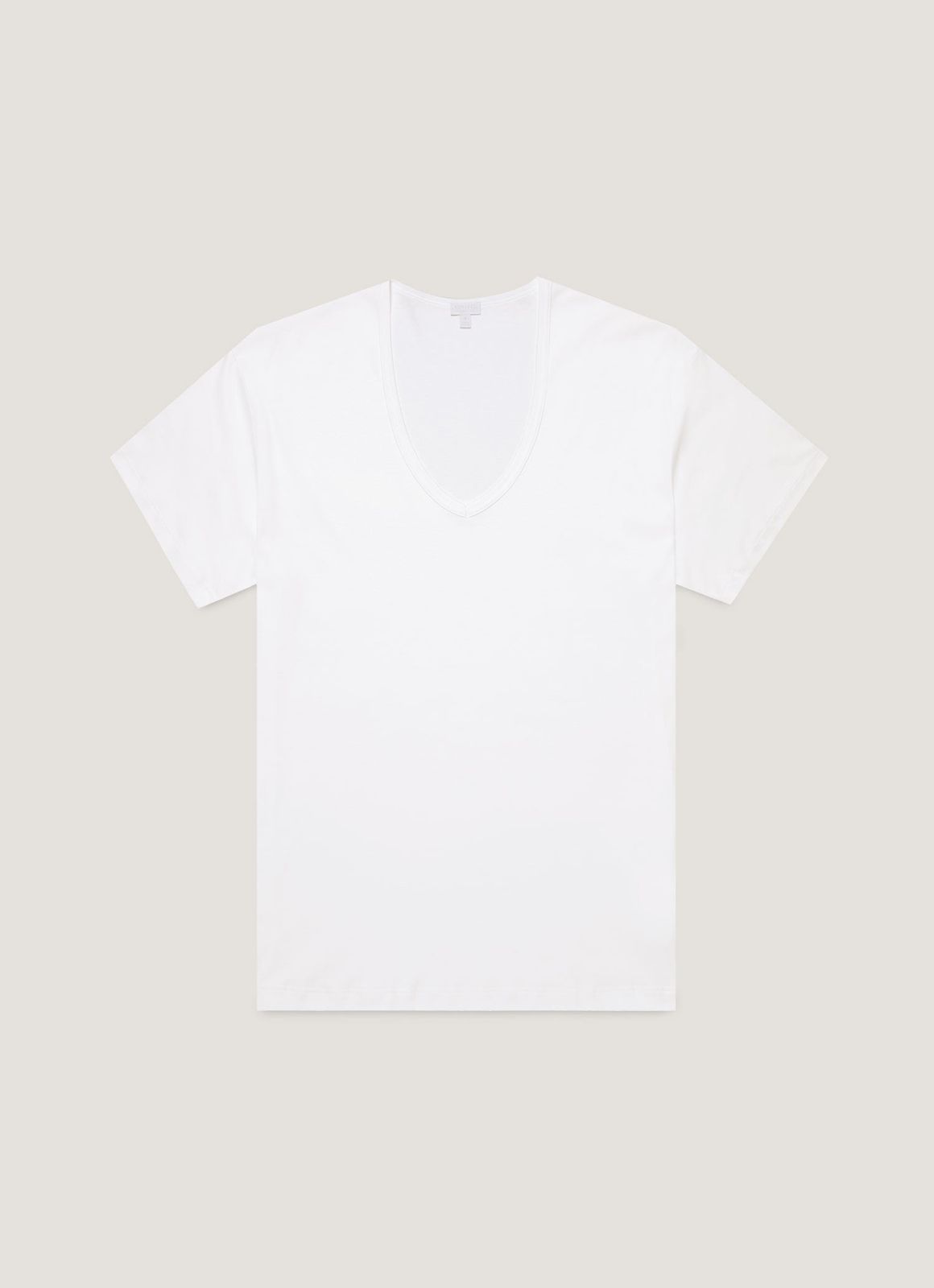 Men's Sea Island Cotton V-neck Underwear T-shirt in White