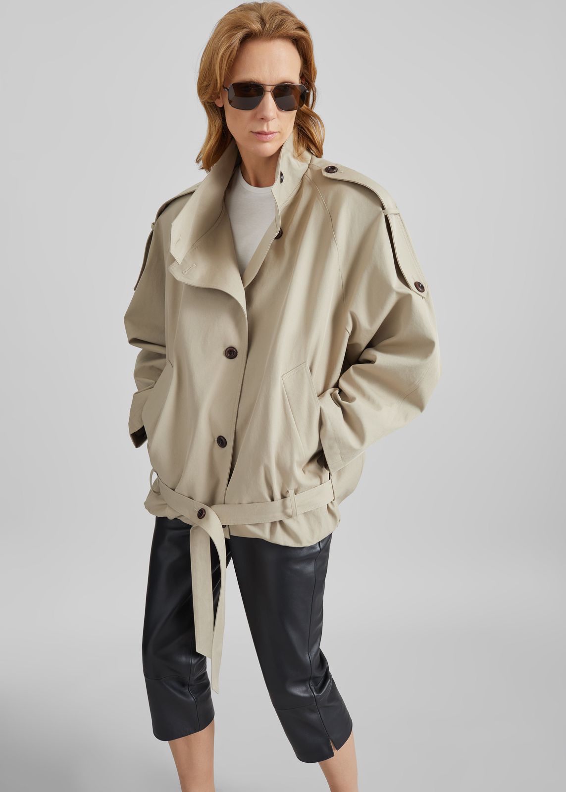 Vallby Belted Short Trench - Beige