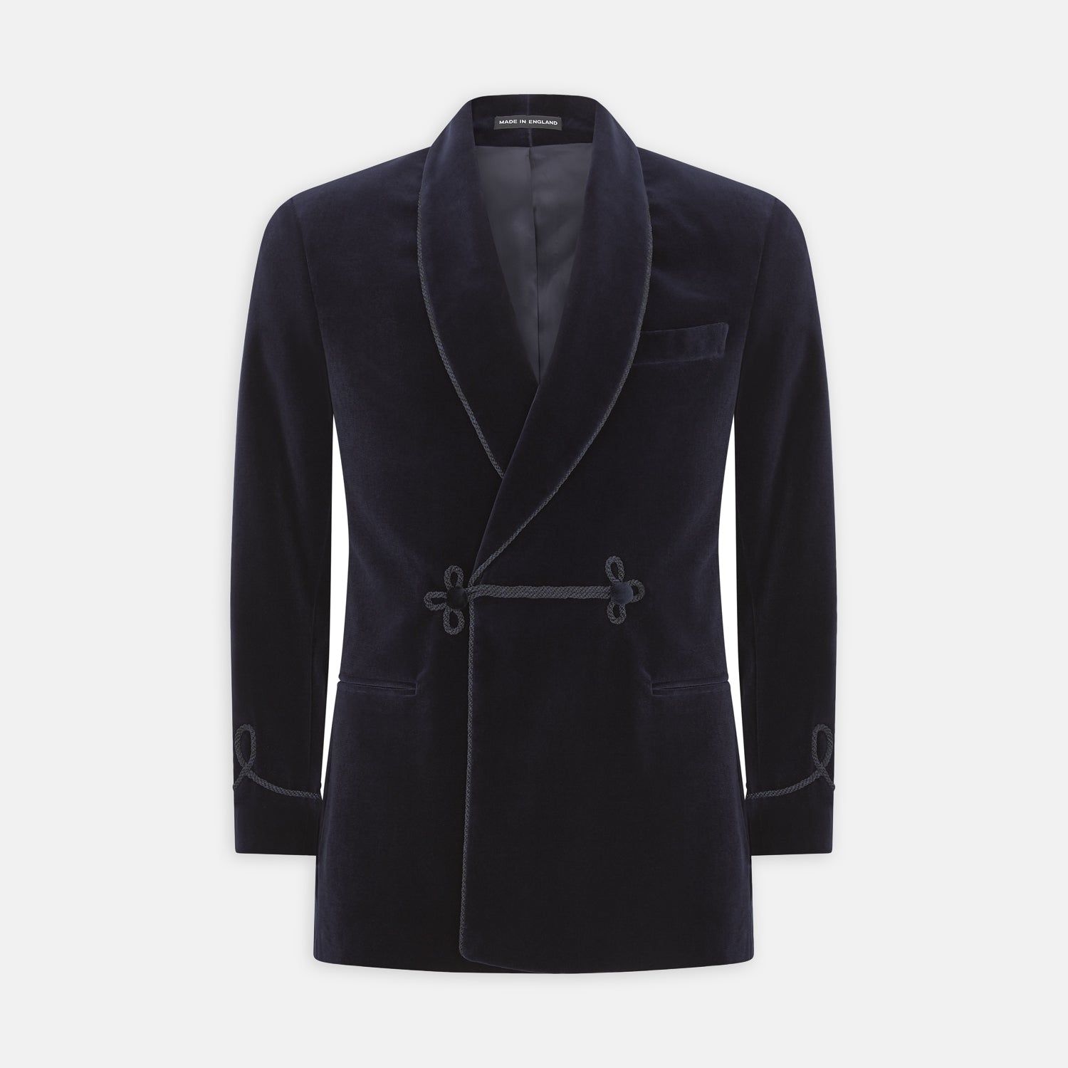 Navy Double Breasted Velvet Smoking Jacket